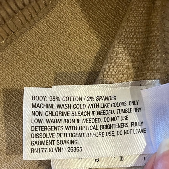 Wide leg corduroy pants. High rise ankle length. 98% cotton. Khaki/ tan 16 NWOT - Picture 9 of 16